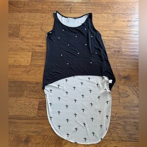 Mauve Black Beige Gold Cross‎ High low Top